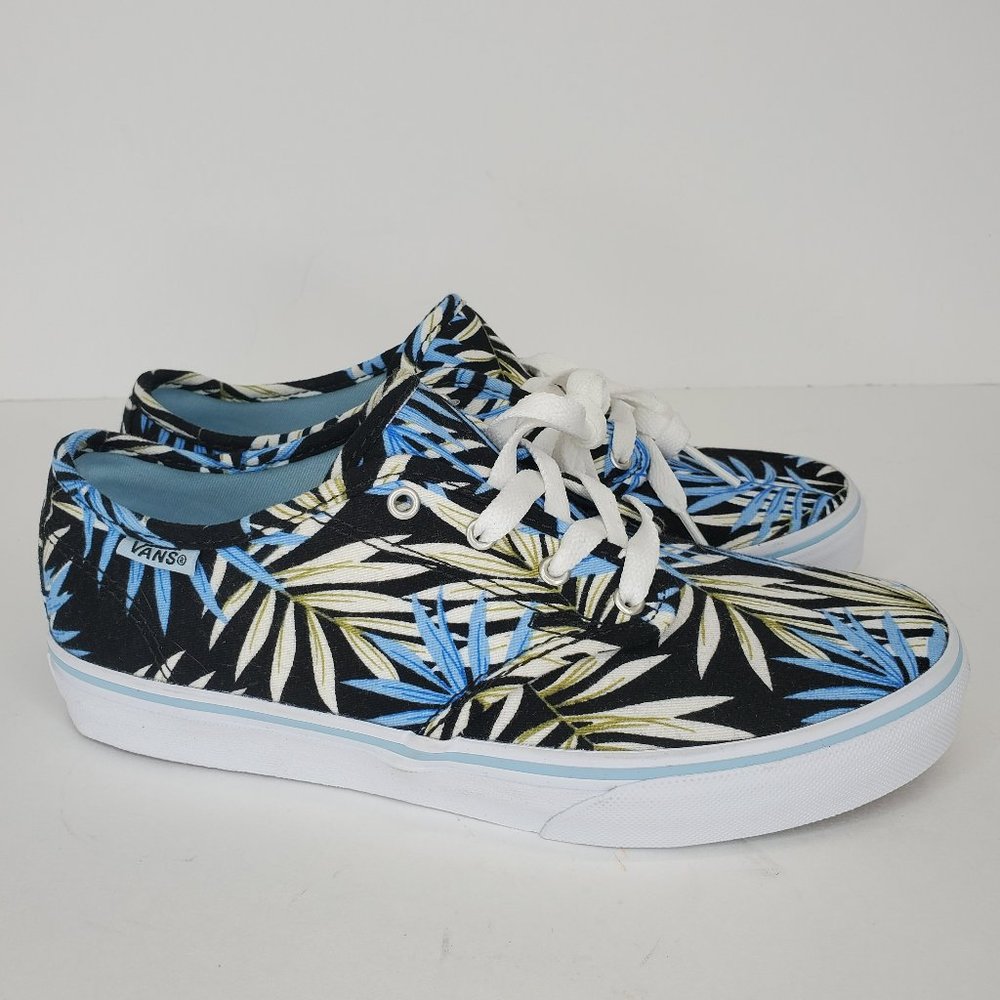 Vans Camden Tropical Palm Blue Black Sneakers Skater Shoes Missy Size 5 NWOT